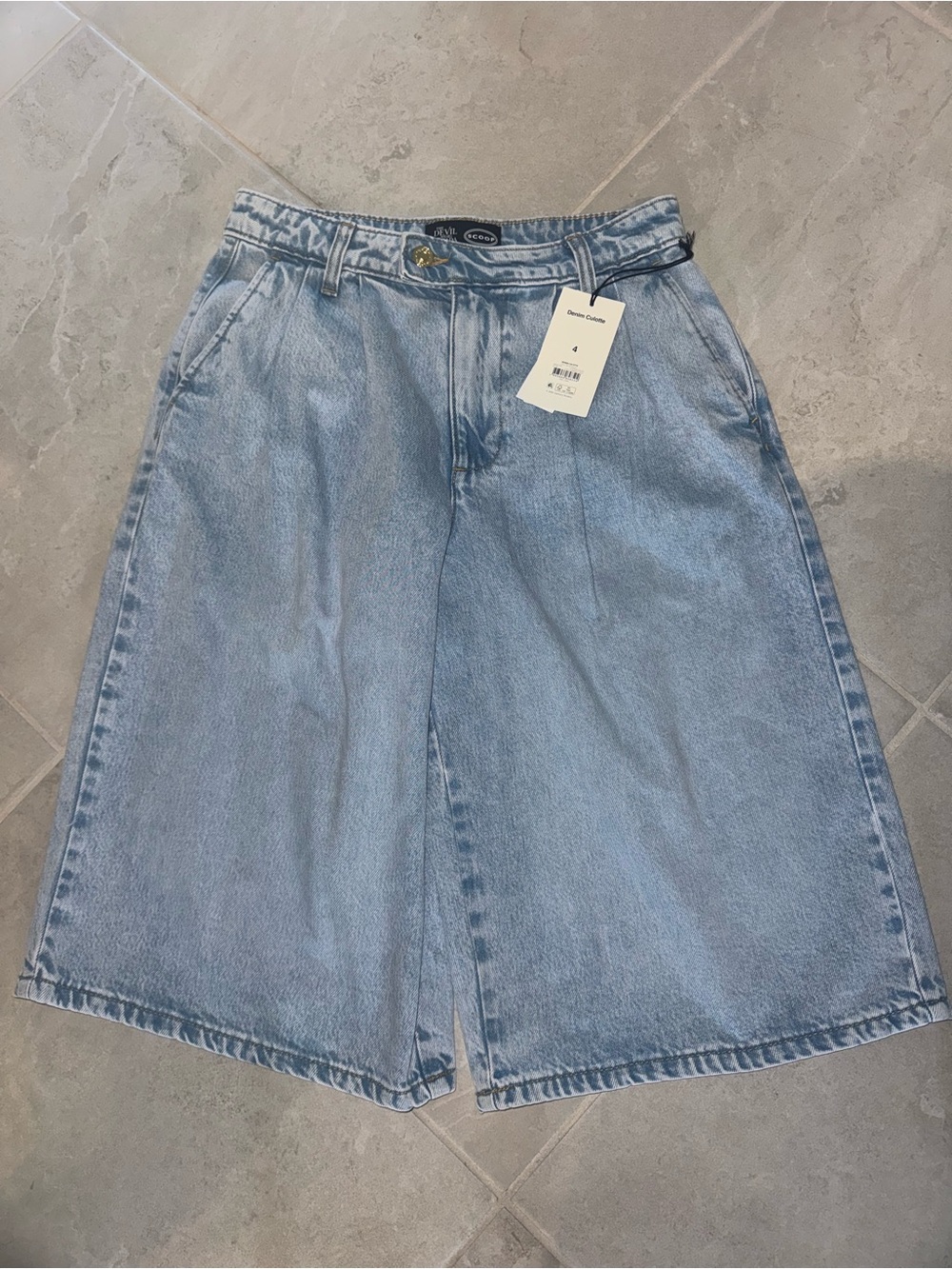 Devil Wears Prada Scoop Collection Denim Pleated Culottes NWT - Picture 8 of 12